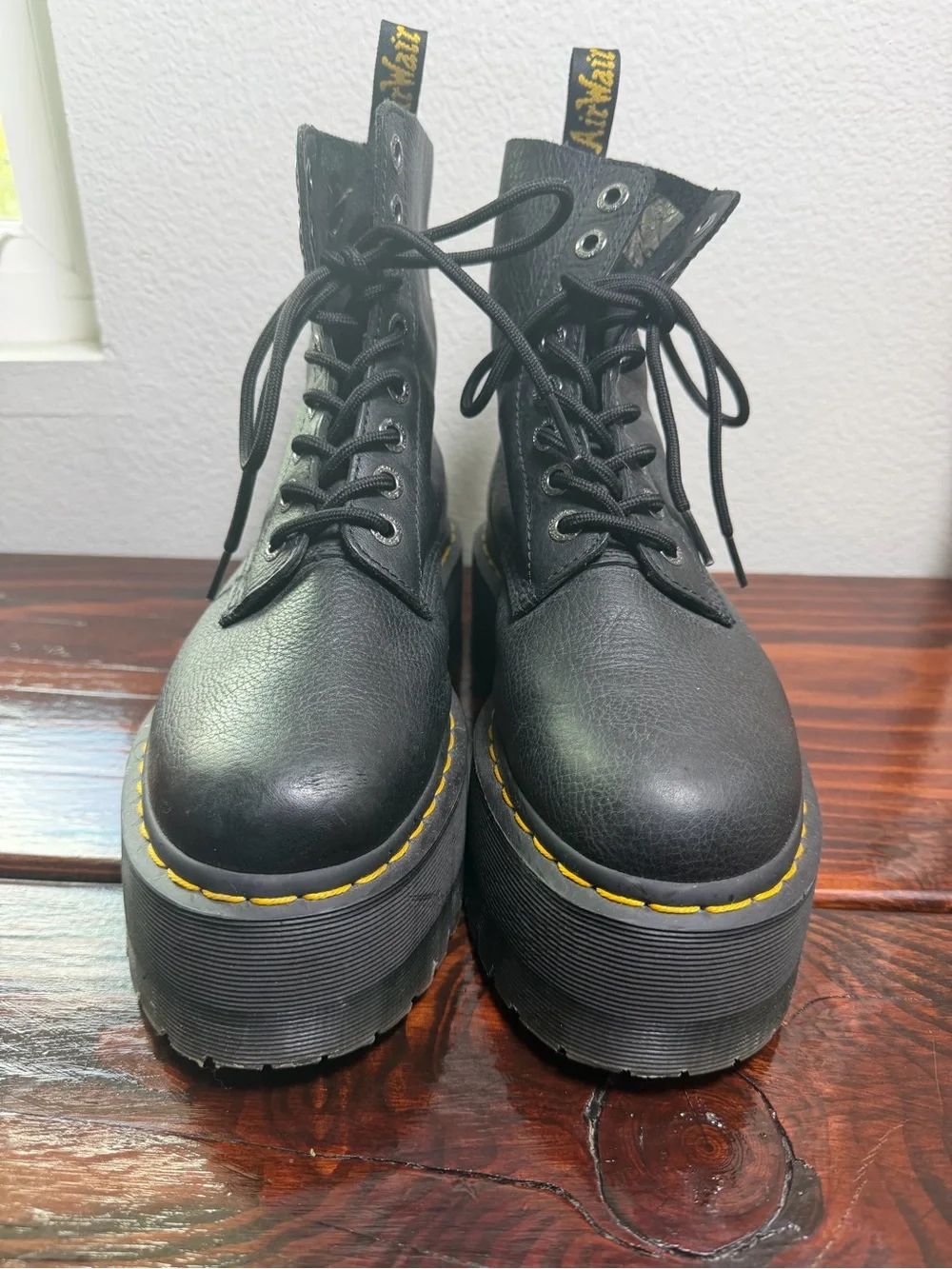 Dr. Martens 1460 MAX LEATHER PLATFORM BOOTS in Black Pisa Size 9 - Picture 5 of 12